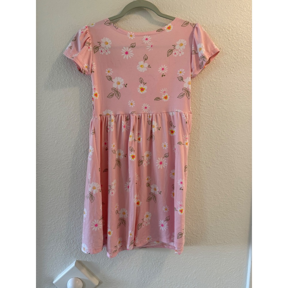 One Step Up Pink Daisy Smocked Dress Girls Size L 14 16 Short Sleeve - Picture 2 of 3